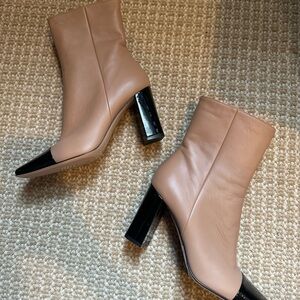 Gianvito Rossi Nude & Black Square-toe Ankle Boots